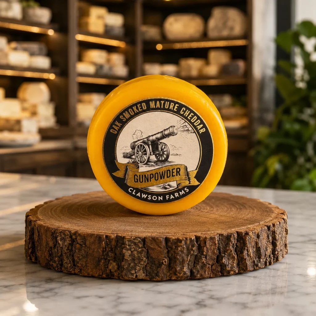 Long Clawson Gunpowder Oak Smoked Mature Cheddar Wax Truckle 200g