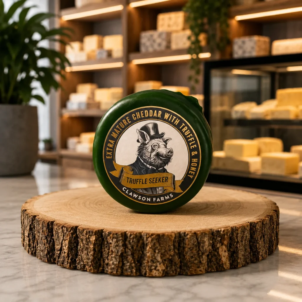 Long Clawson Truffle Seeker Extra Mature Cheddar Wax truckle with Truffle and Honey 150g